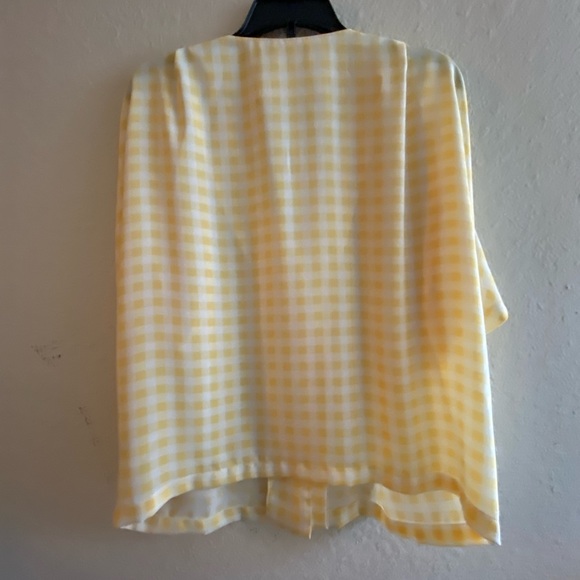 Elodie V-Neck Button Blouse Yellow /white - Picture 2 of 9